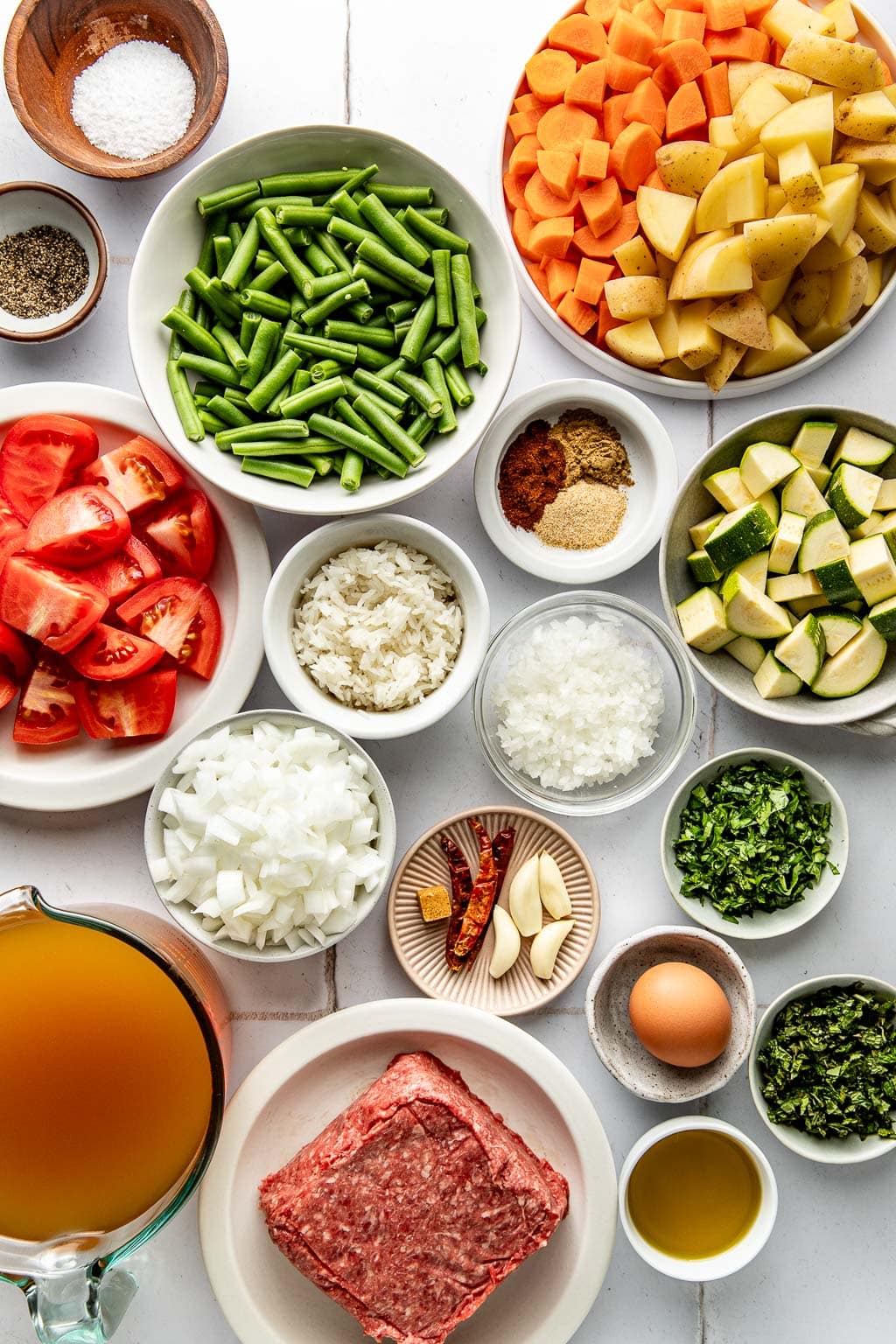 albondigas soup ingredients laid out
