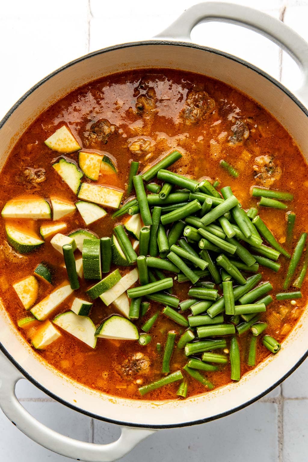 veggies added to the soup