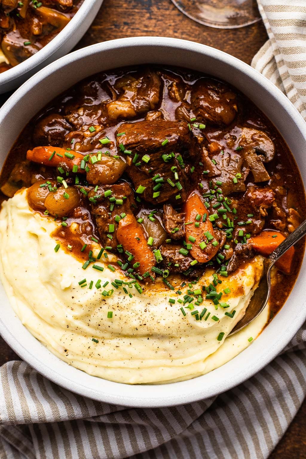 Beef Bourguignon with mashed potatoes