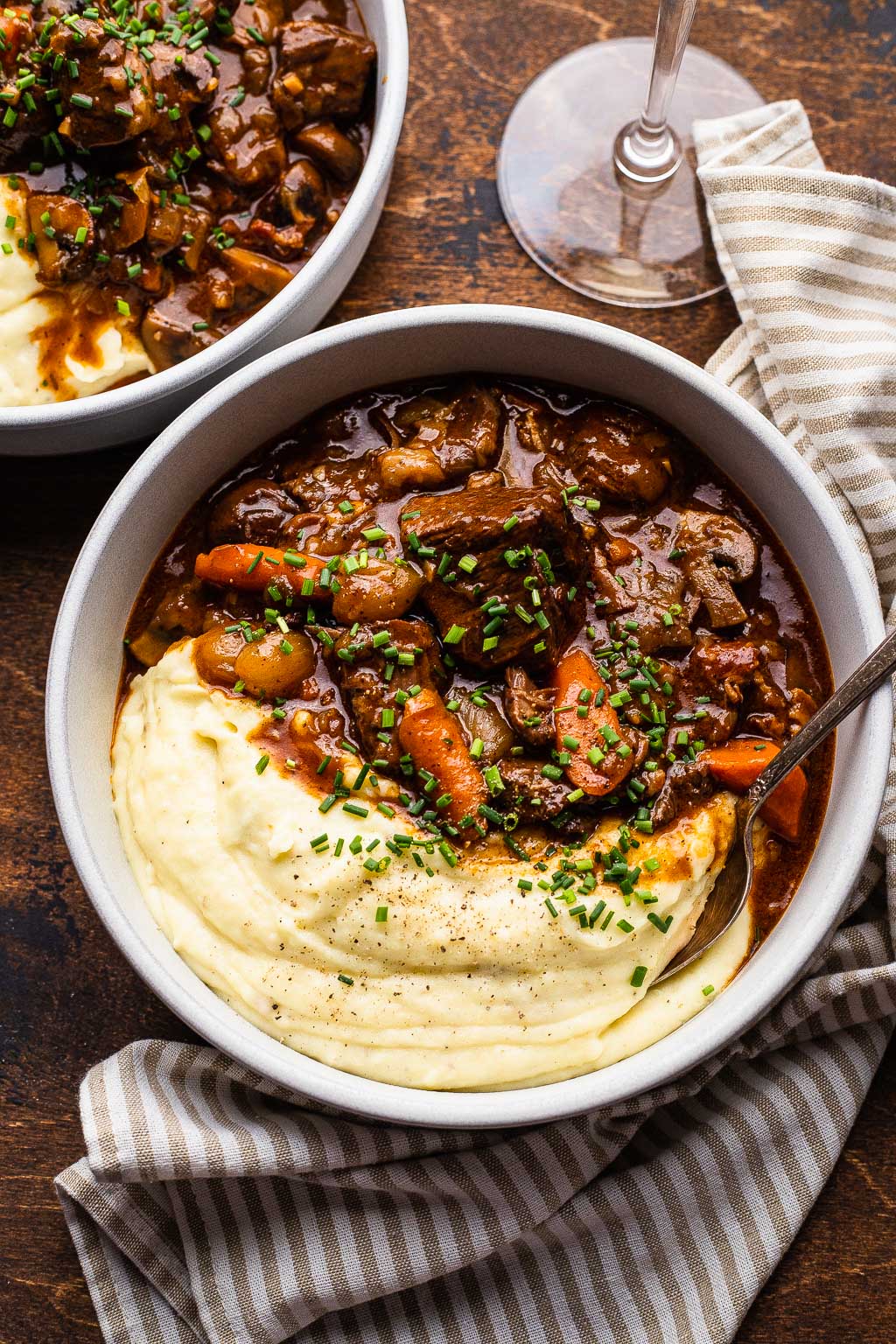 Beef Bourguignon with mashed potatoes