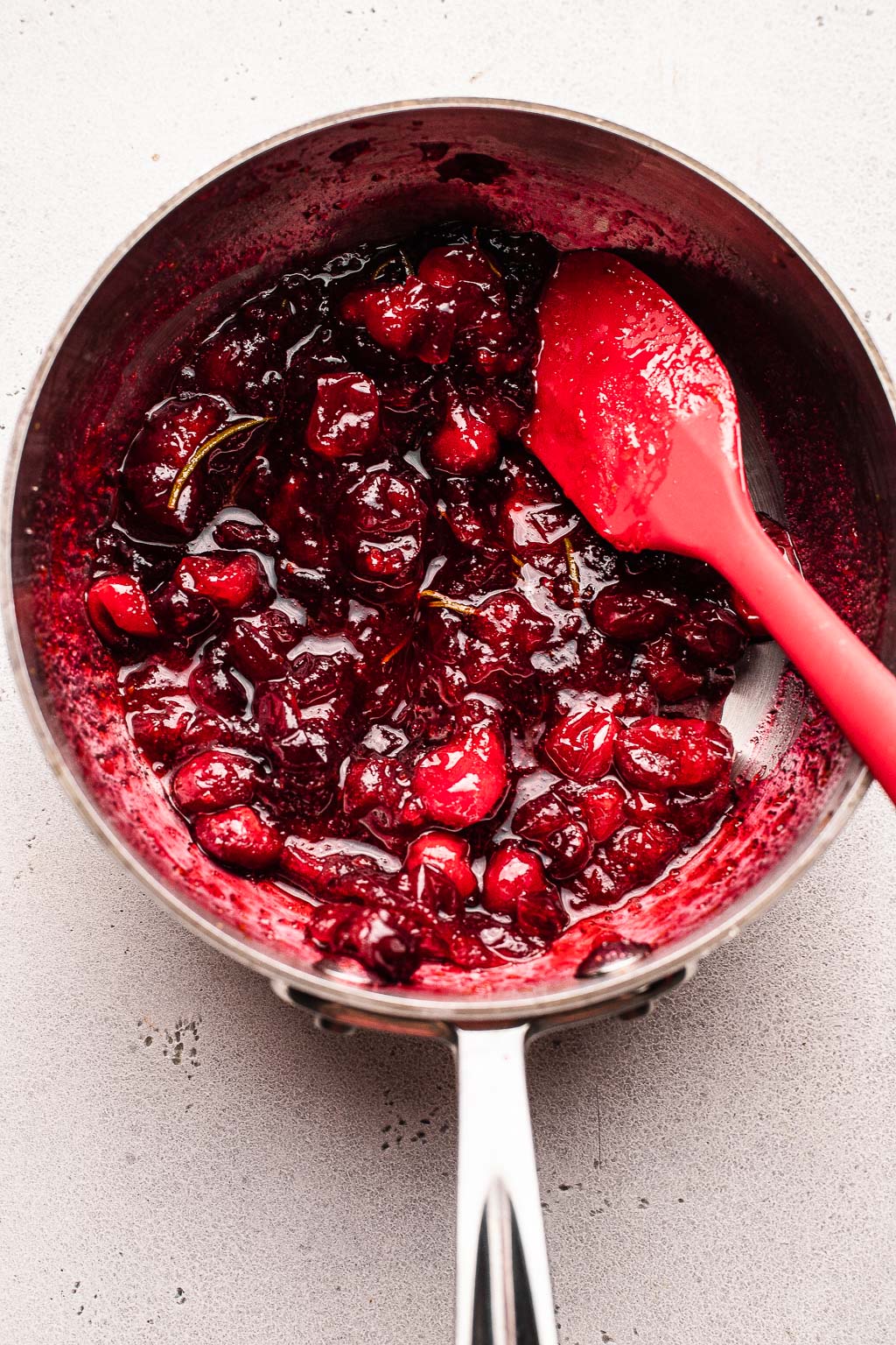 Cranberry sauce in a saucepan 