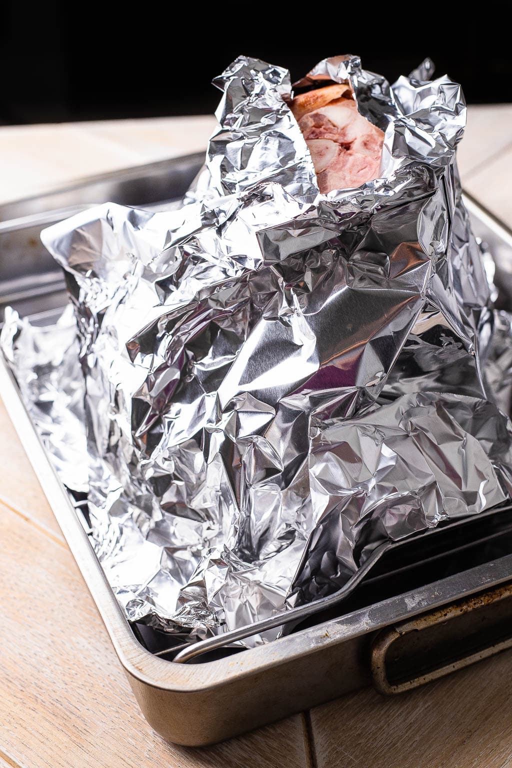 A ham wrapped in foil 