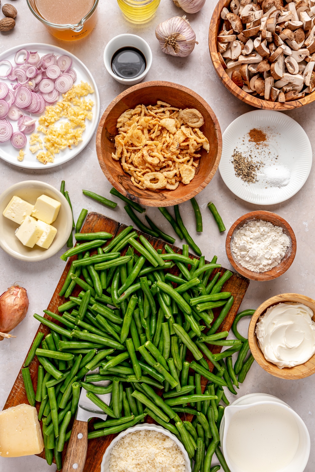 Homemade green bean casserole ingredients