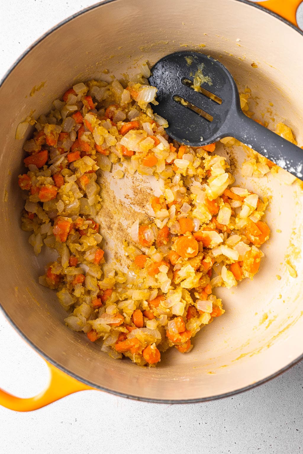 Sautéed vegetables in a dutch oven 