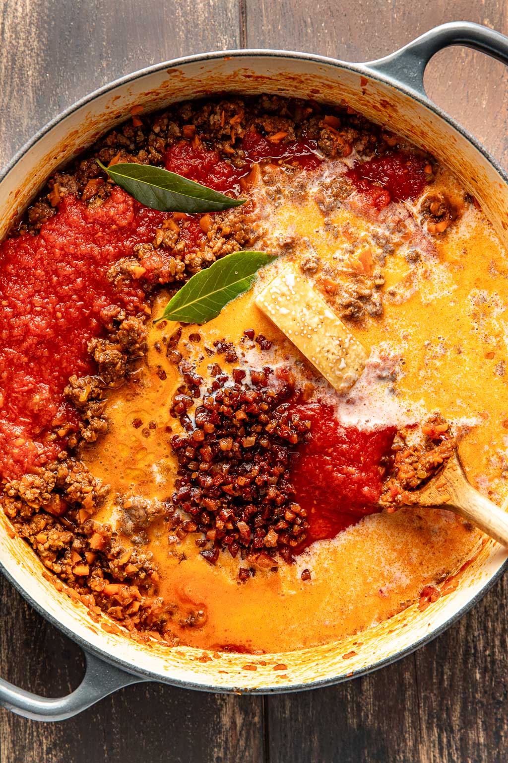 bolognese sauce before simmering