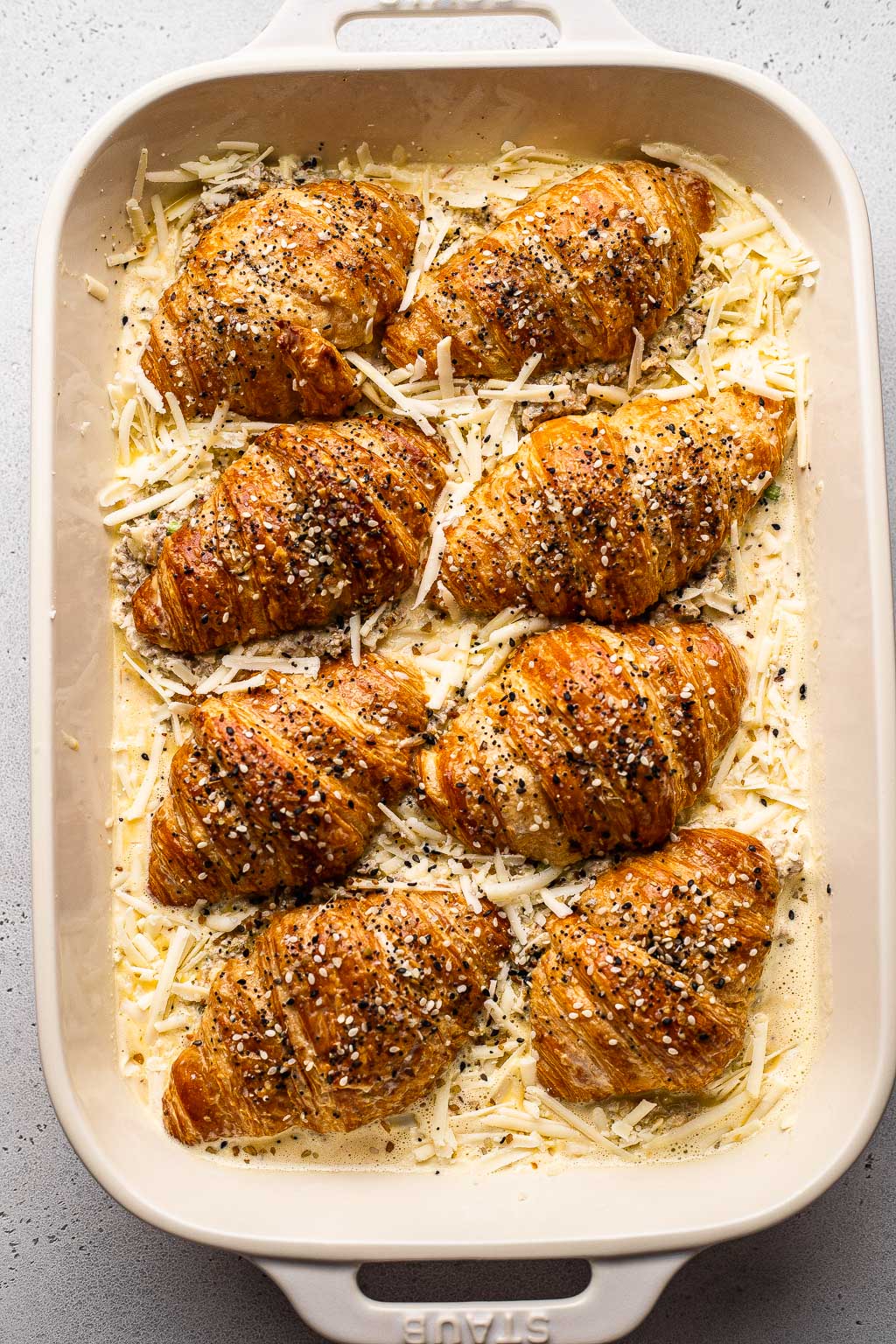 Croissant Casserole, ready to be baked 