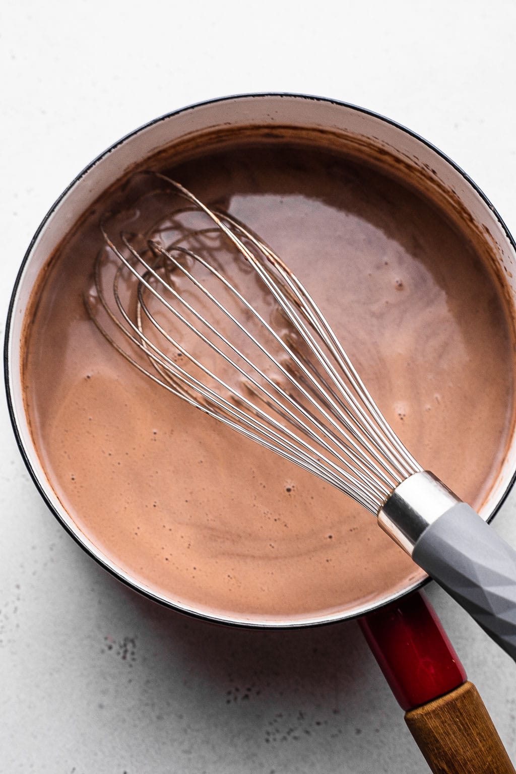 Homemade Hot Chocolate in a saucepan. 