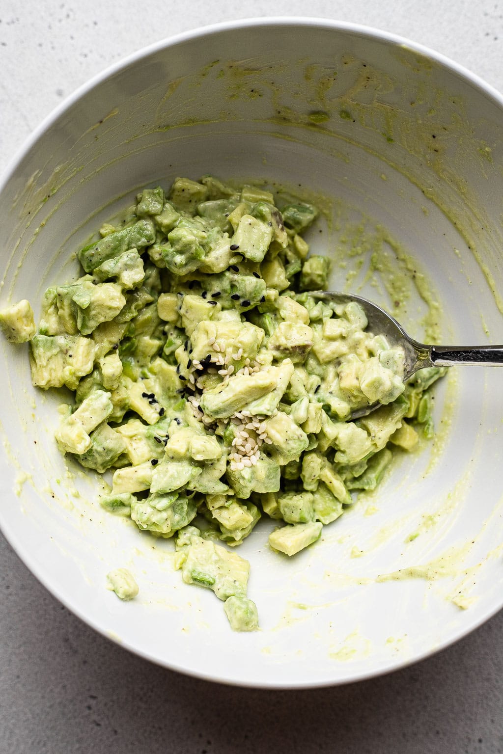 smashed avocado in a bowl 