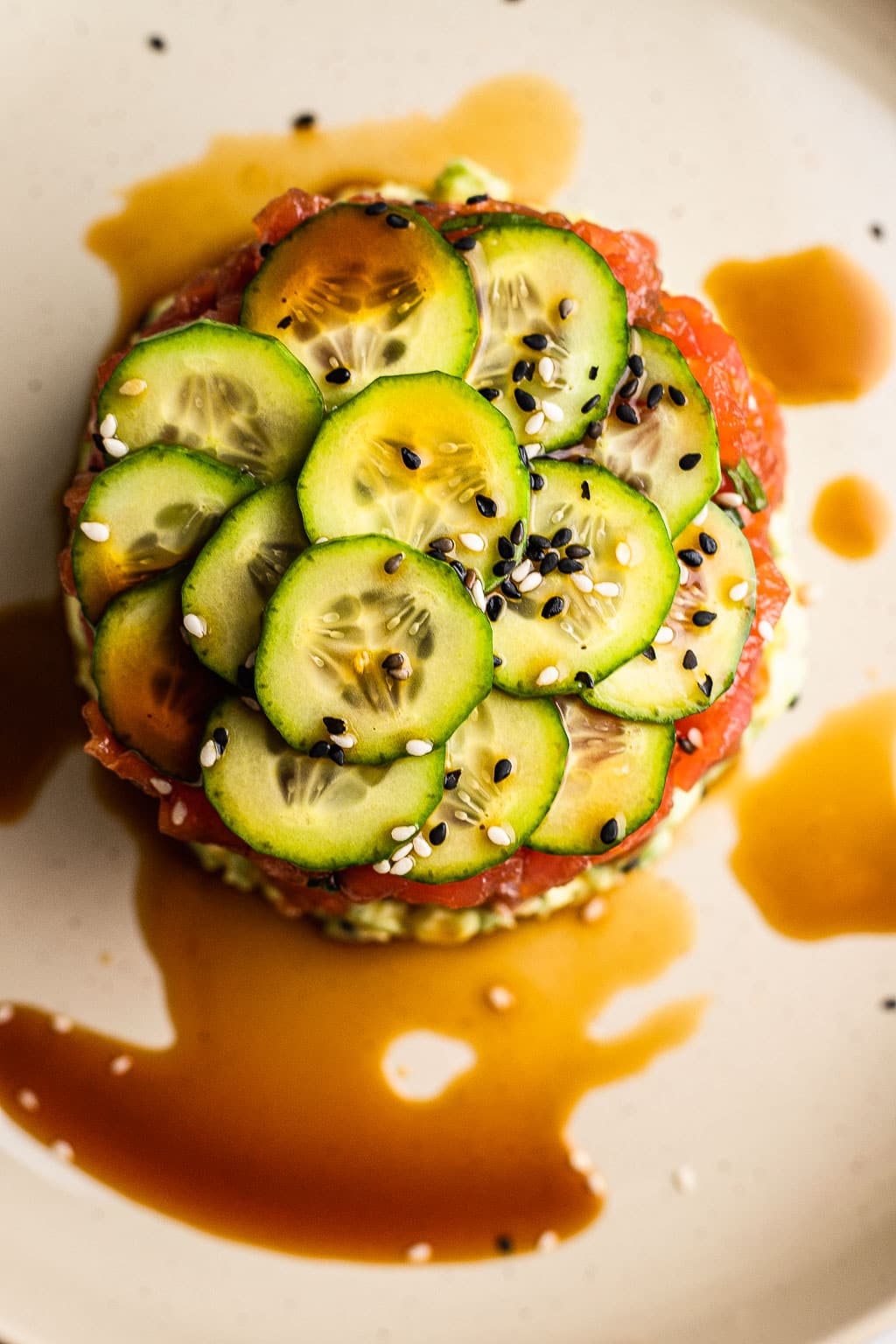 Top view of spicy tuna tartare 