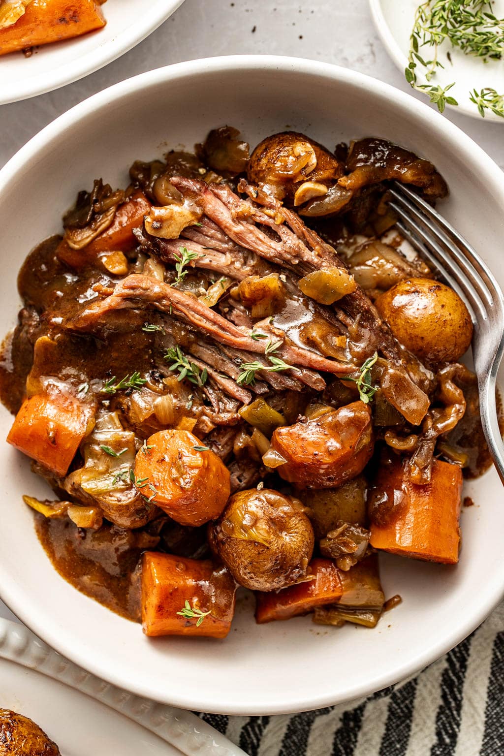classic tender pot roast in beef gravy