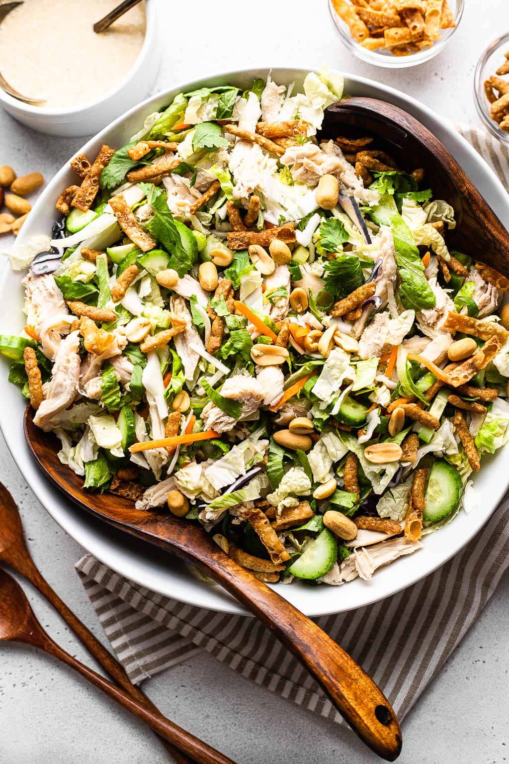 Asian Chopped Chicken Salad, seen from above 