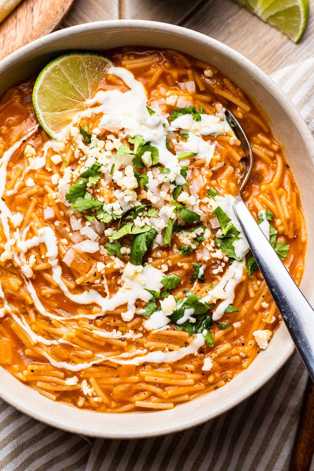 a bowl of sopa de fideo
