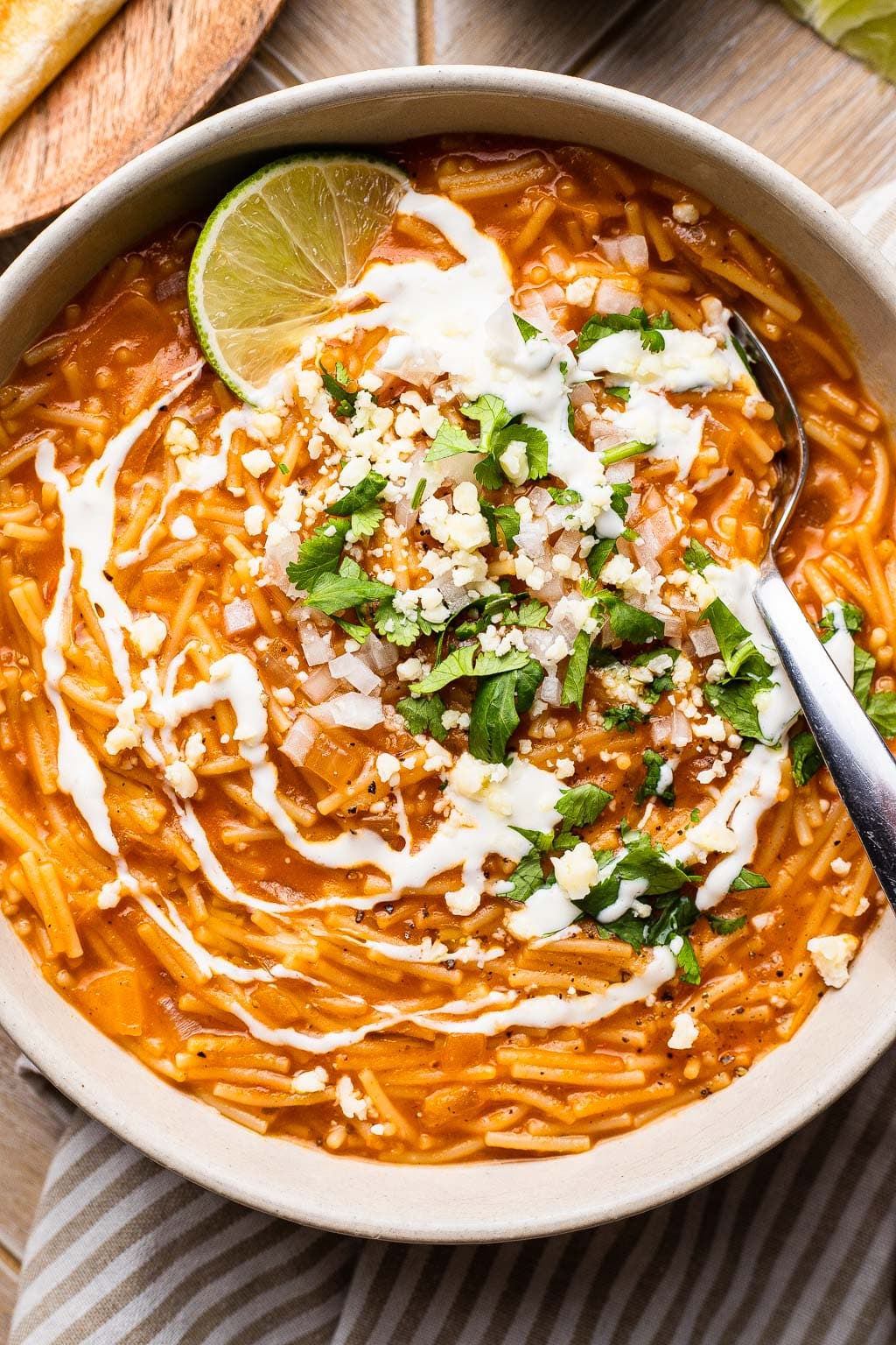 a bowl of sopa de fideo