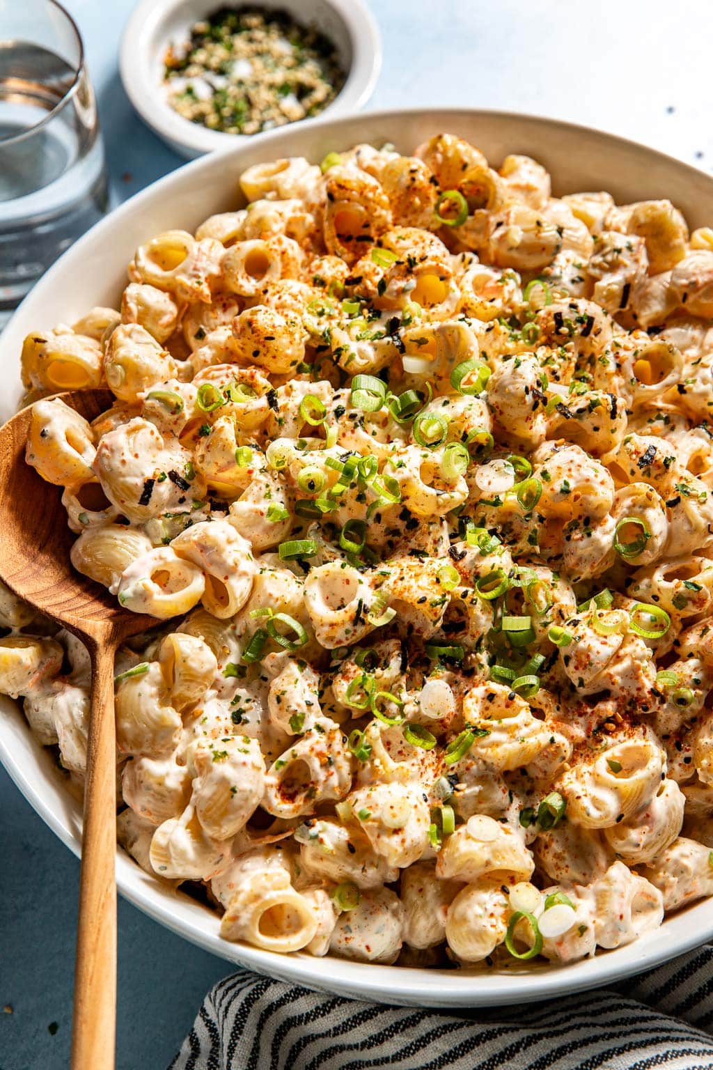 hawaiian-style mac salad in a large serving bowl