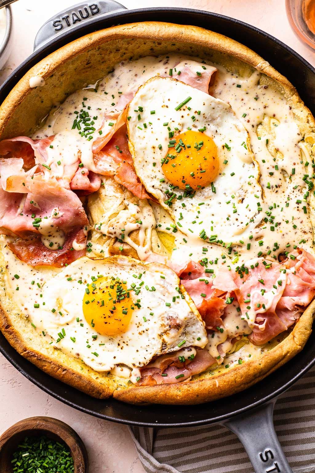 Ham and cheese dutch baby