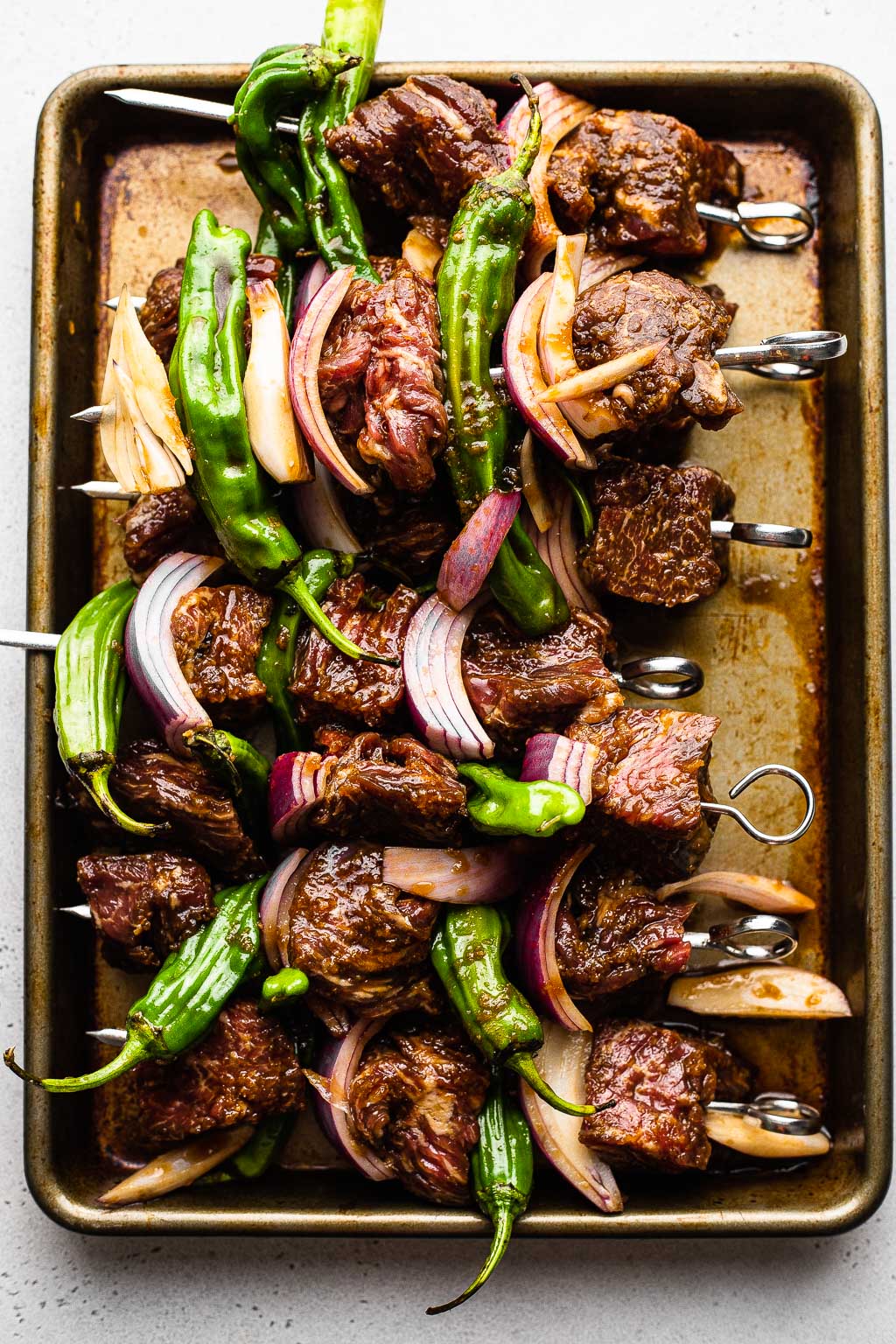Grilled steak kabobs before grilling