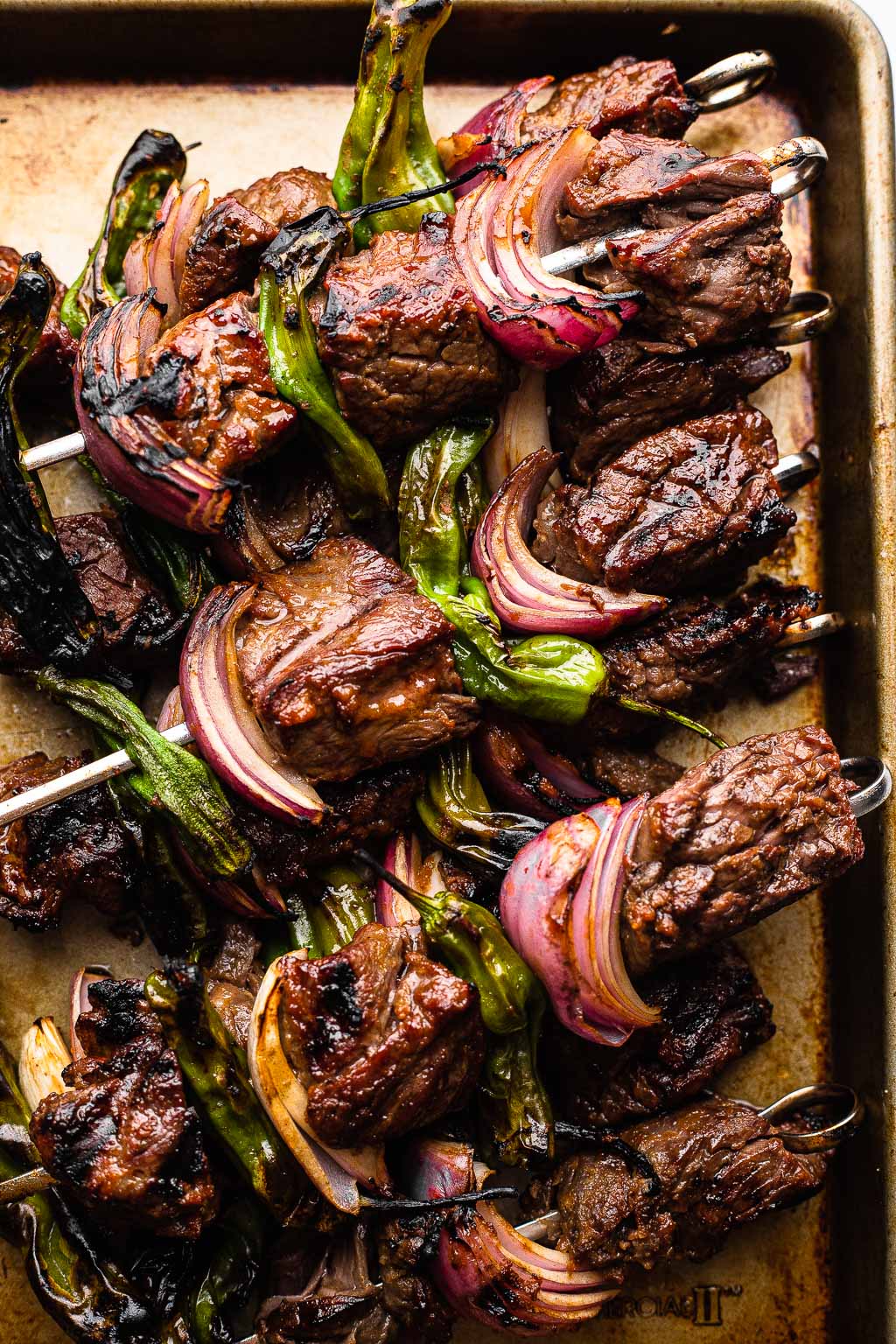grilled steak kabobs after grilling
