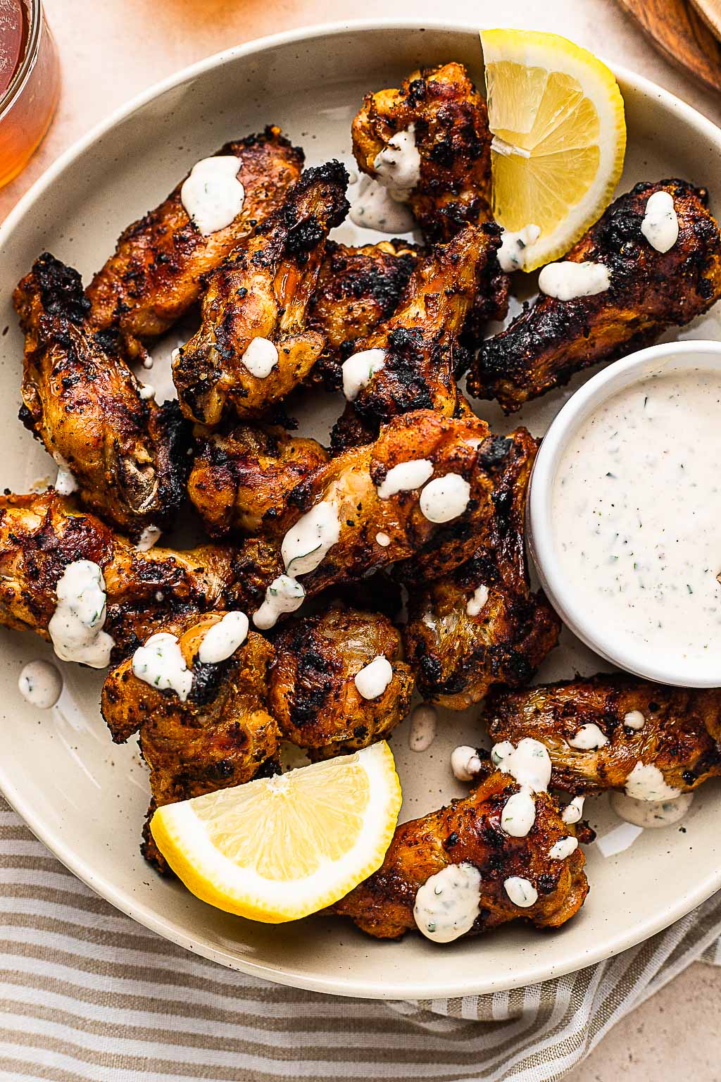 Grilled Chicken Wings on plate 