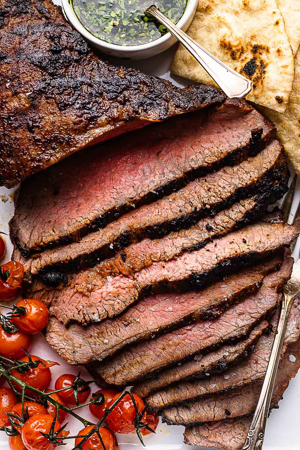 Sliced grilled tri tip steak 
