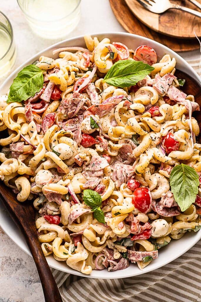 Italian Grinder Pasta Salad in a large bowl 