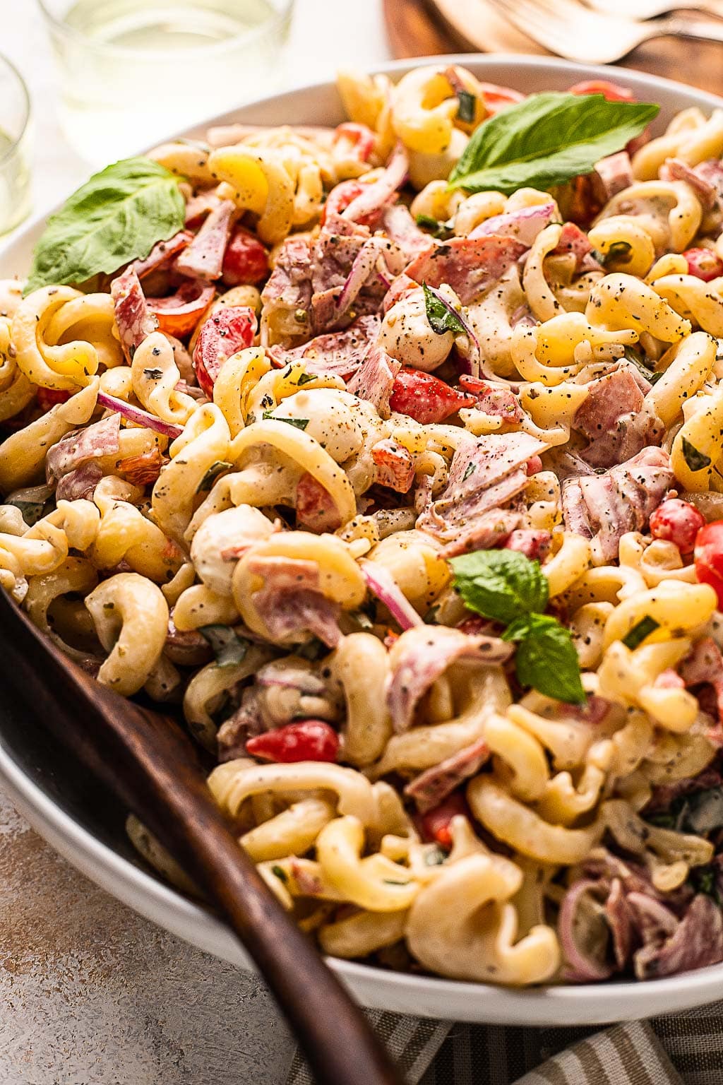 Italian Grinder Pasta Salad in a bowl 