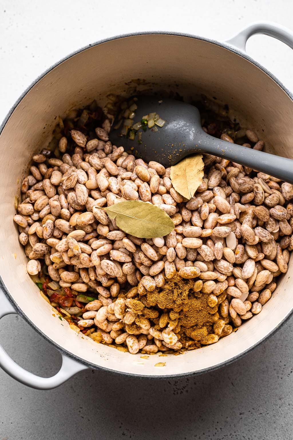 process shot showing dried beans in a pot 