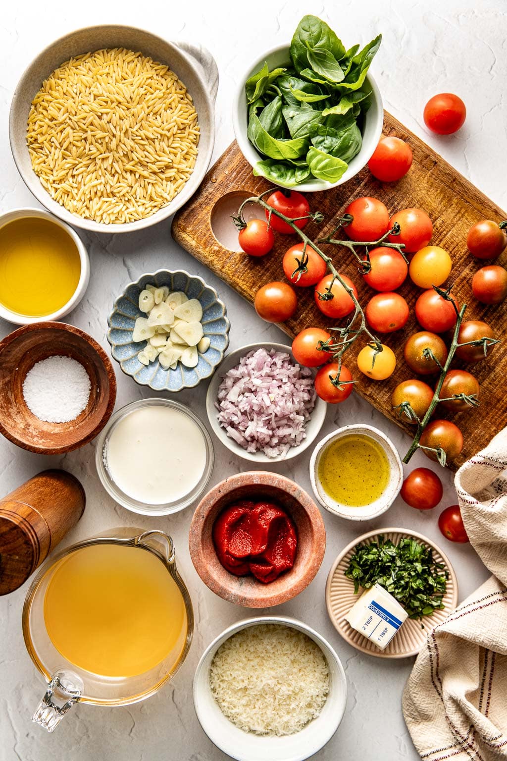 tomato orzo ingredients laid out