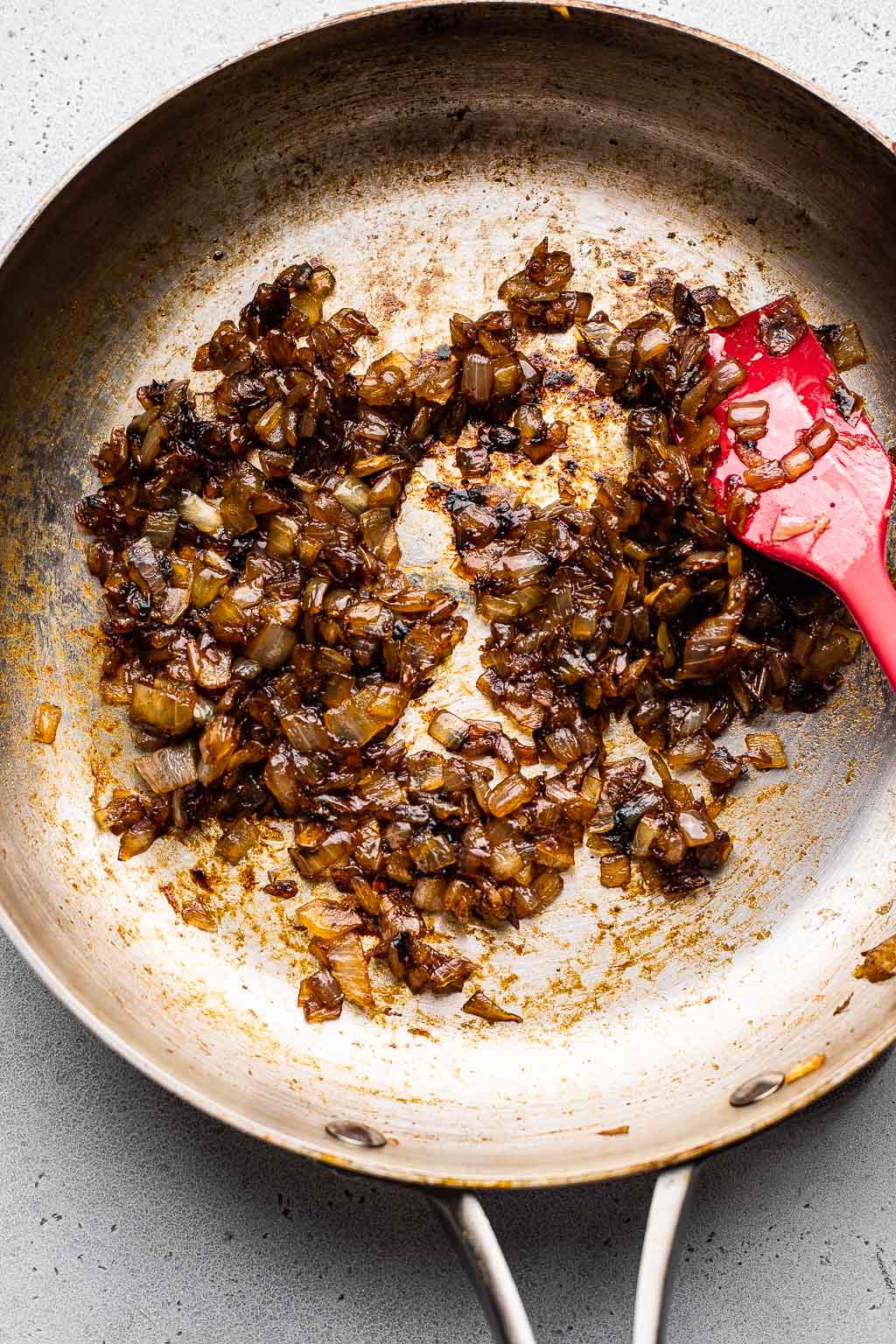 Caramelized onions in a skillet. 