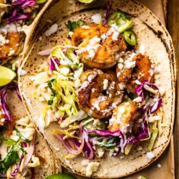 Shrimp tacos with slaw