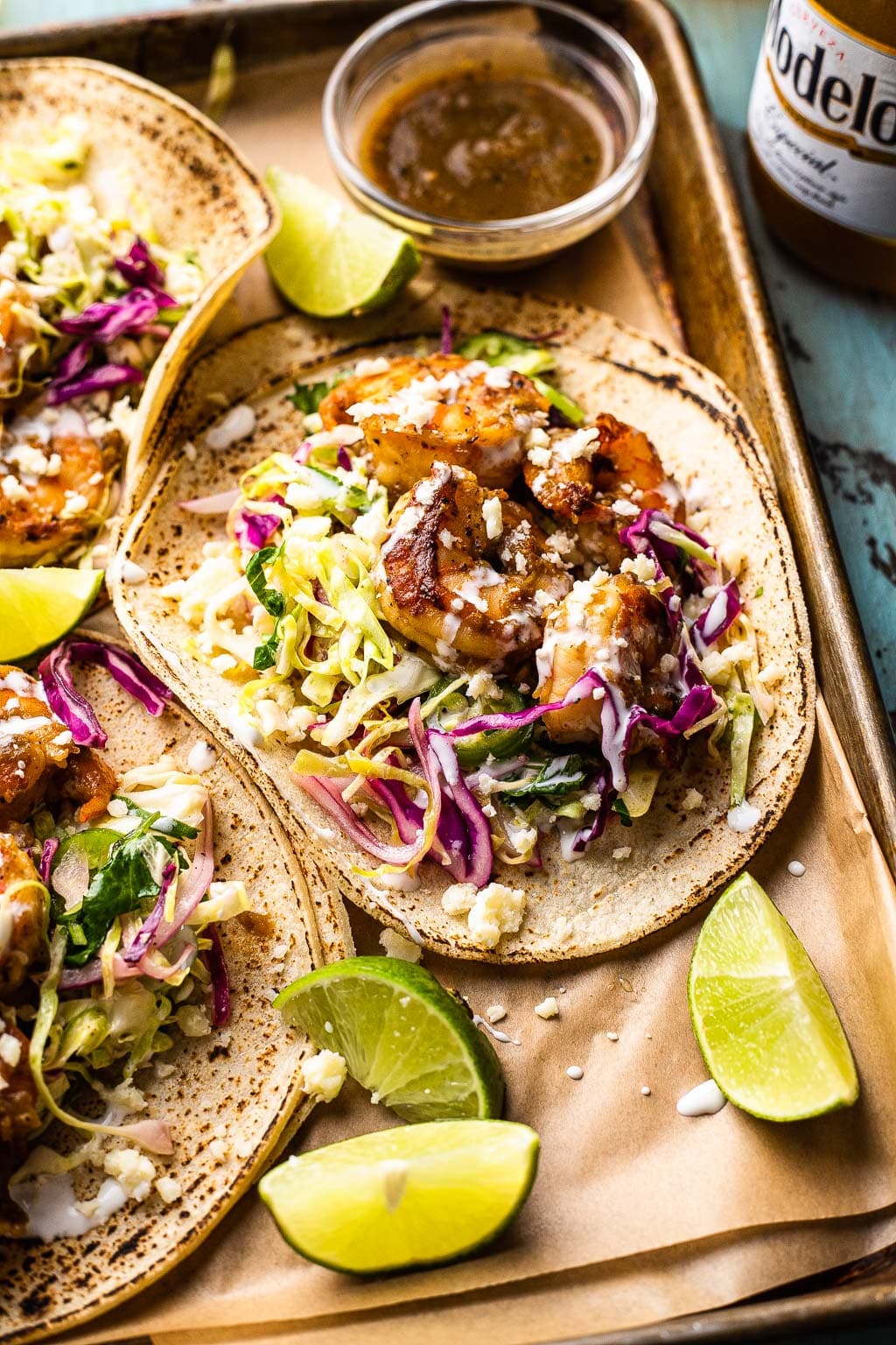 Shrimp tacos with Slaw