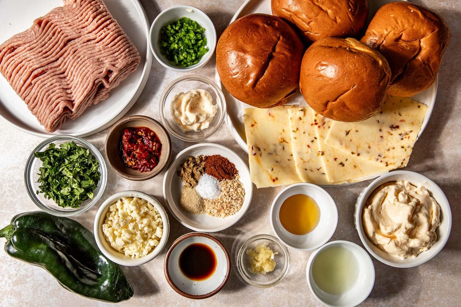 turkey burger ingredients laid out