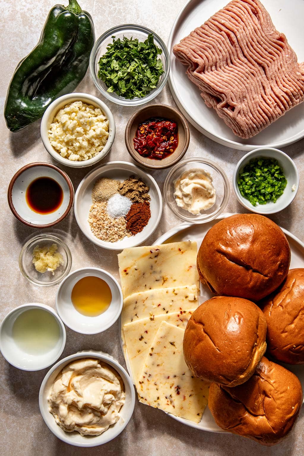 turkey burger ingredients laid out