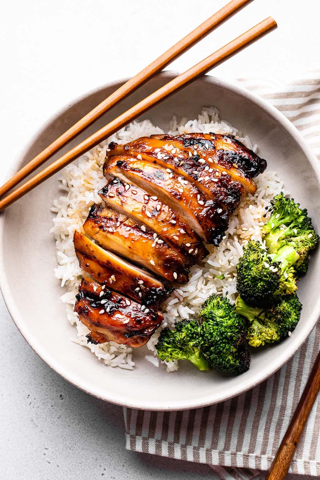 A teriyaki chicken and rice bowl 