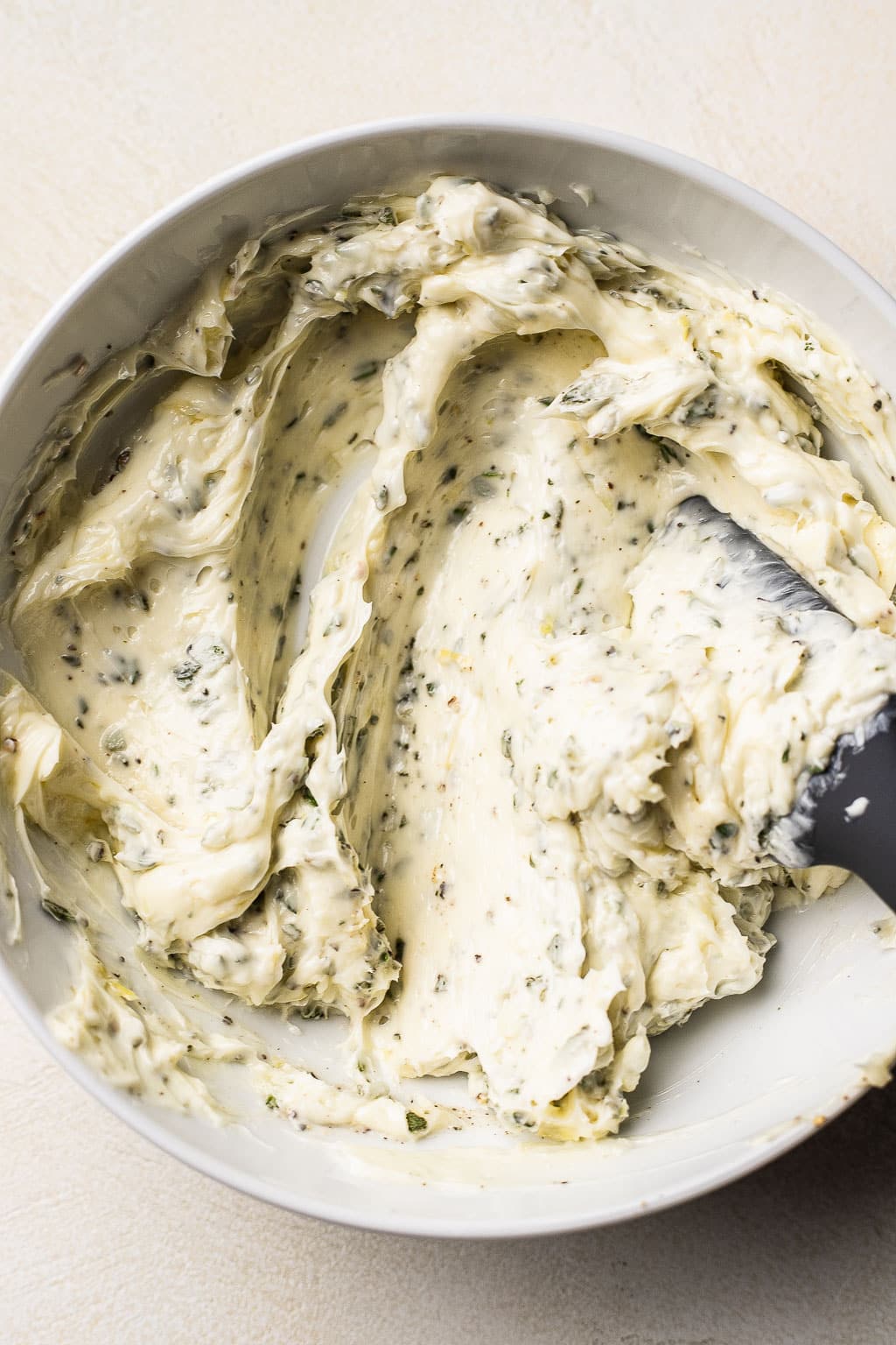 Herb butter in a bowl 