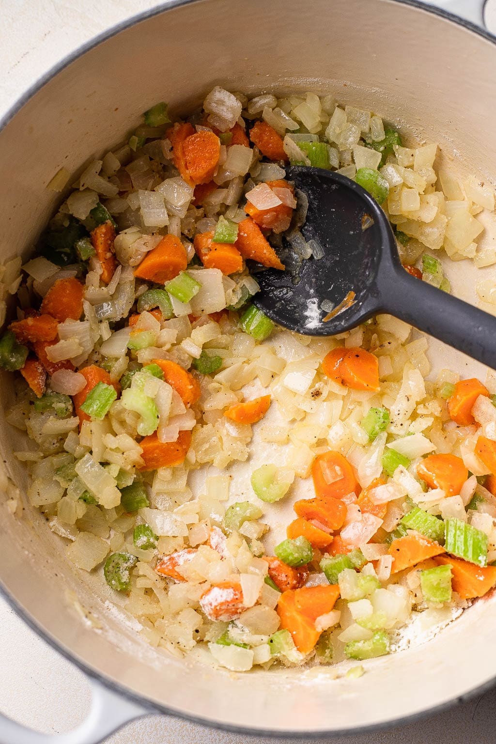 Sautéed vegetables in a pot 
