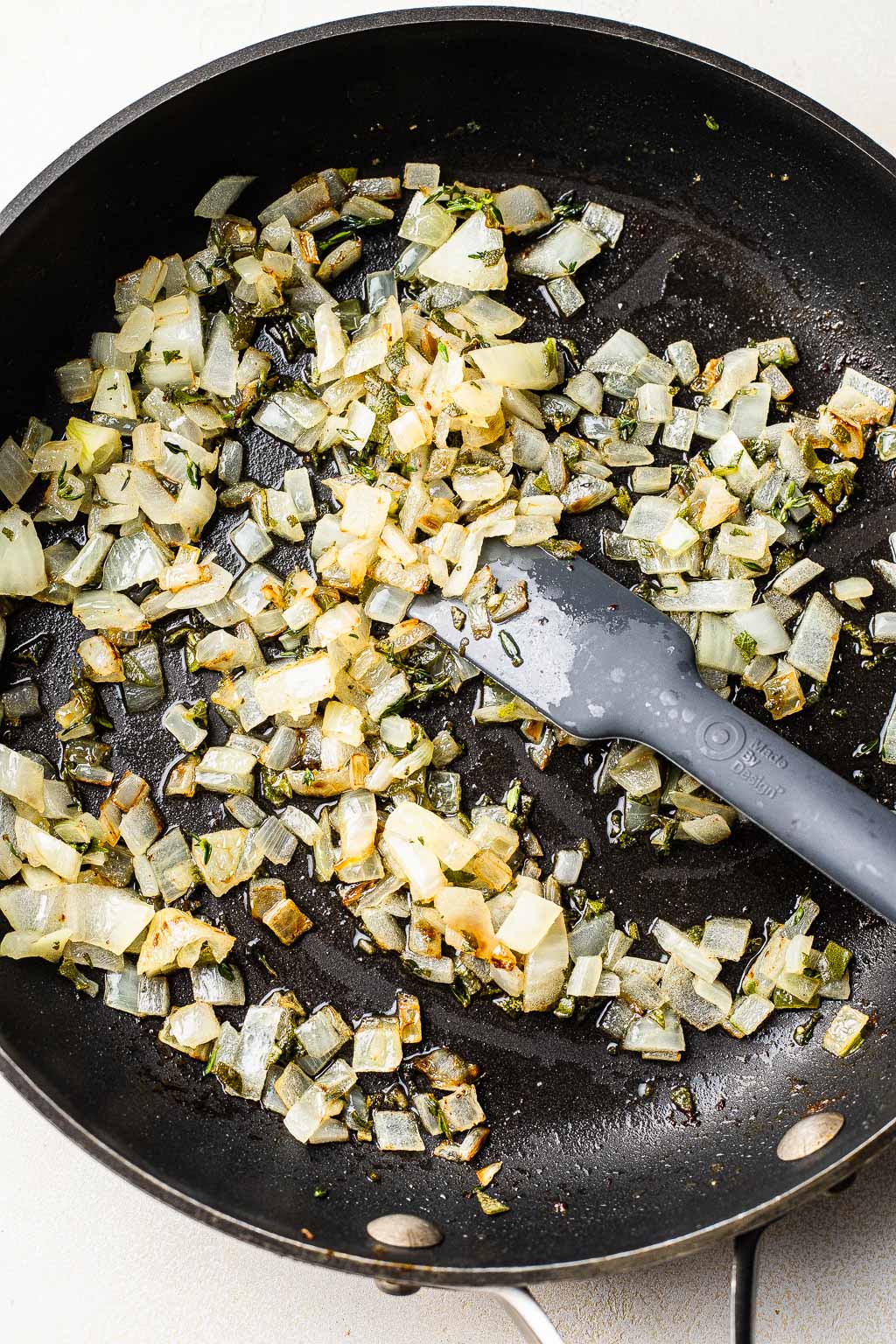 Sautéed onions in a skillet 