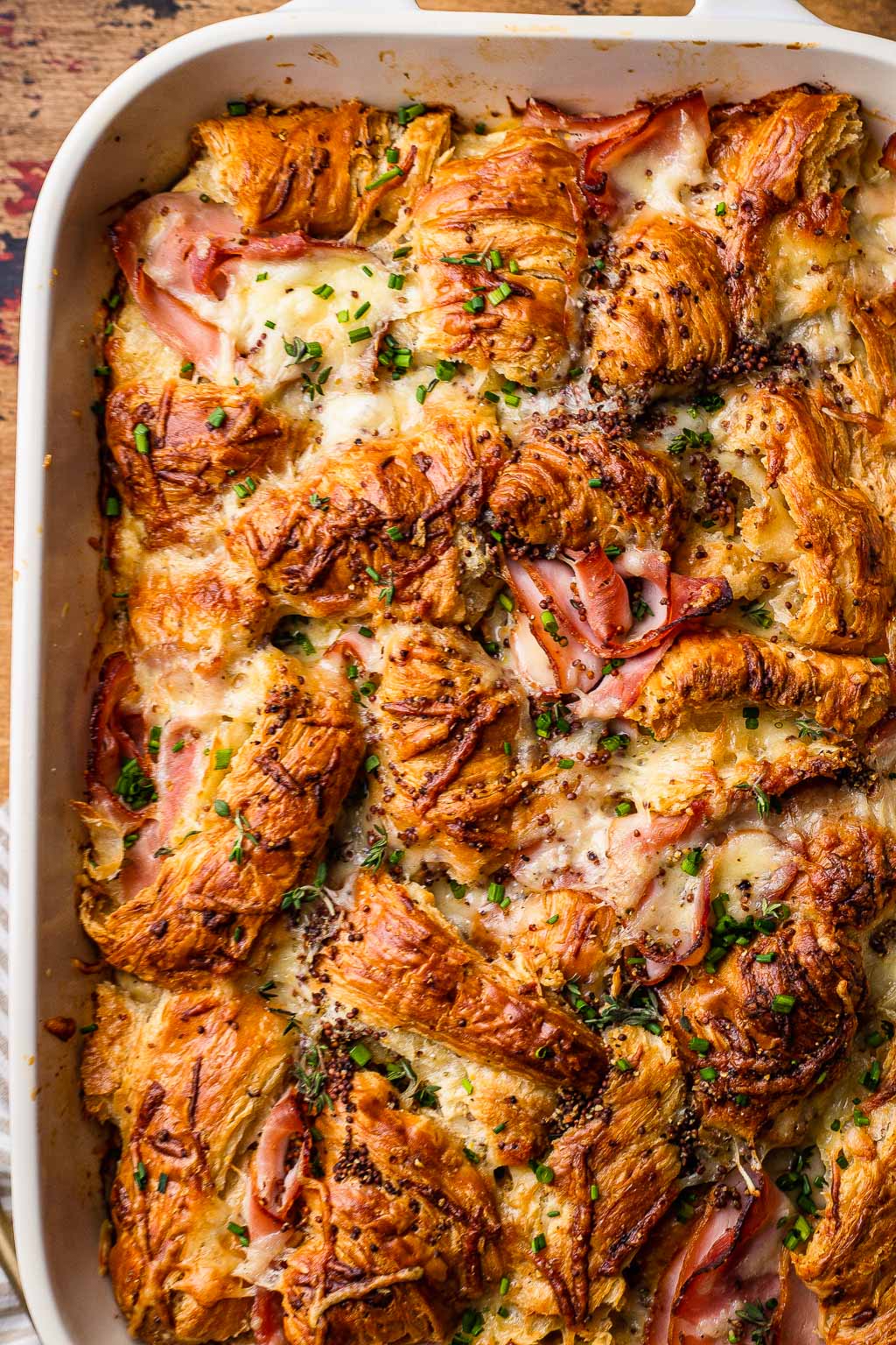 Ham and cheese croissant bake