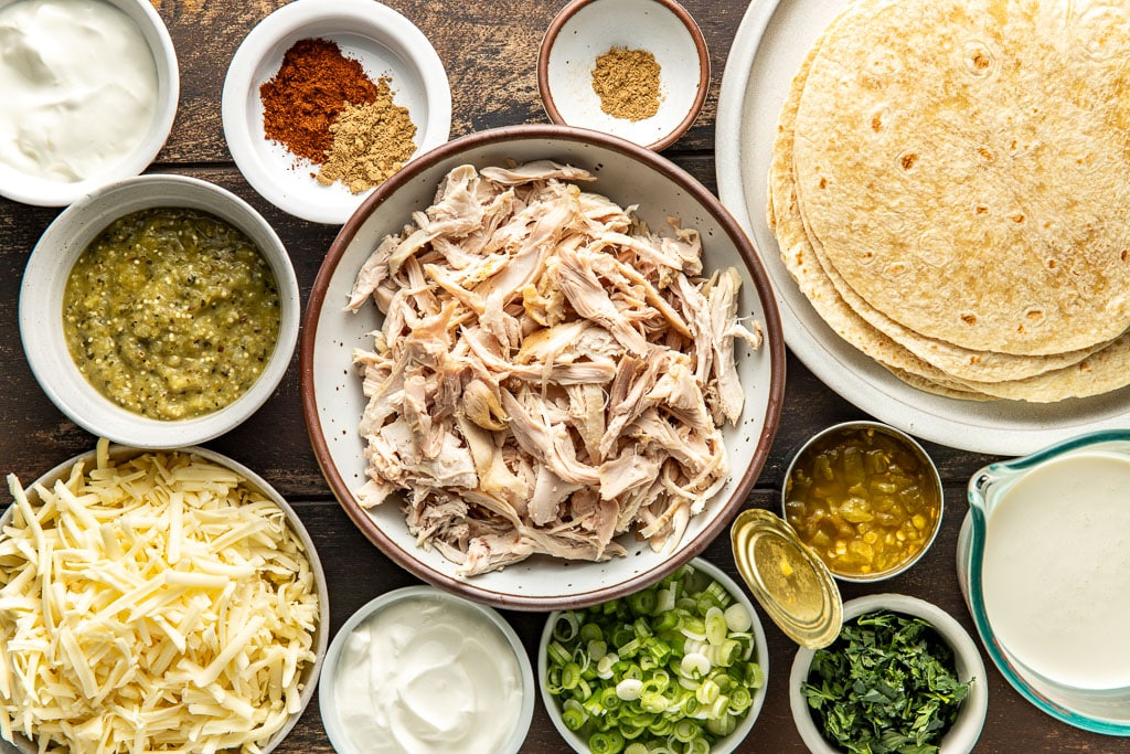 turkey enchiladas ingredient laid out