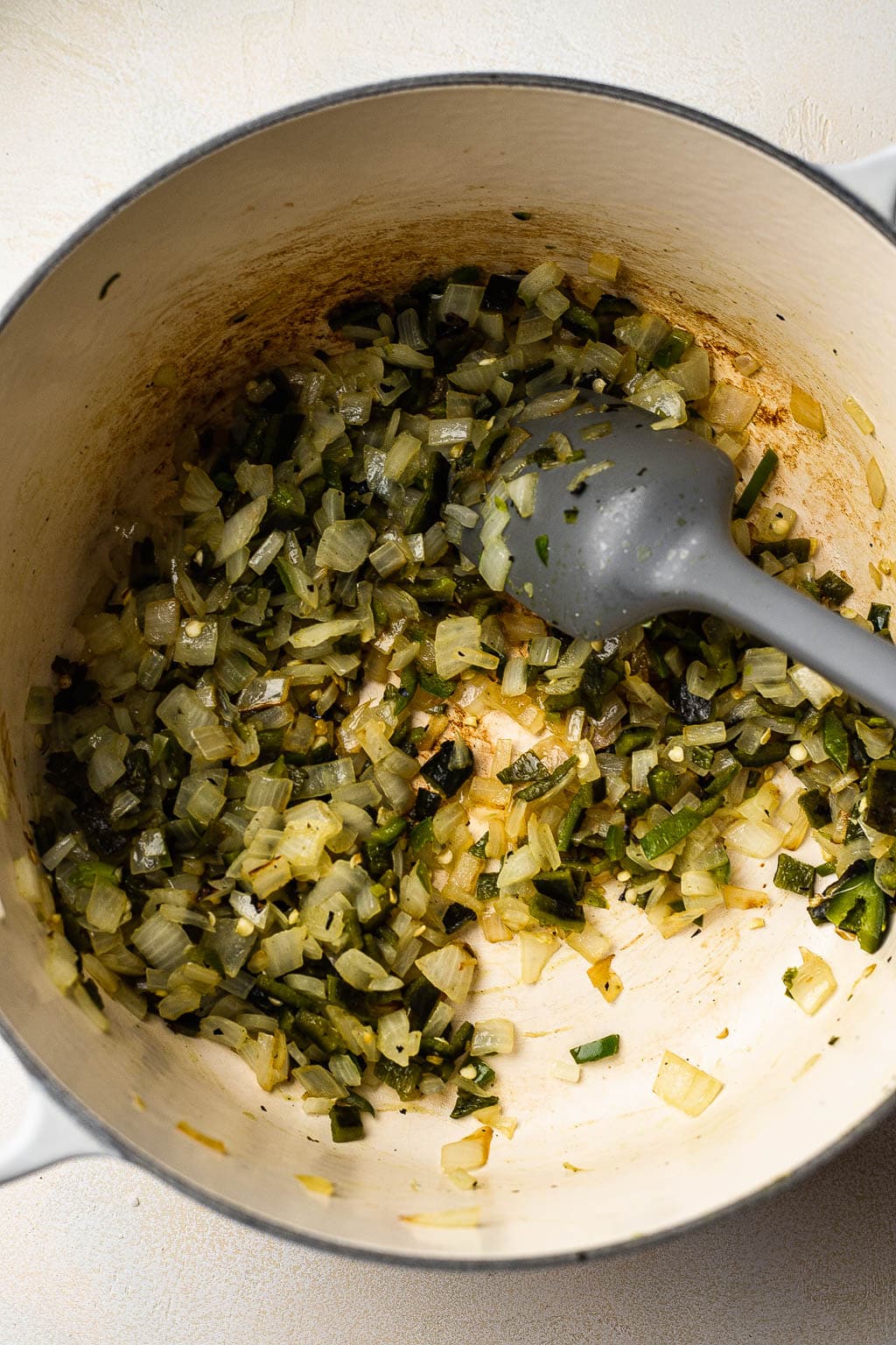 Aromatics for chili in a pot. 