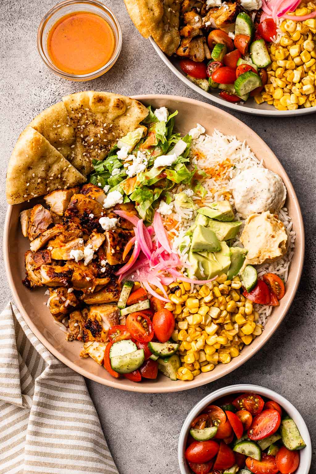 a copycat CAVA harissa chicken bowl