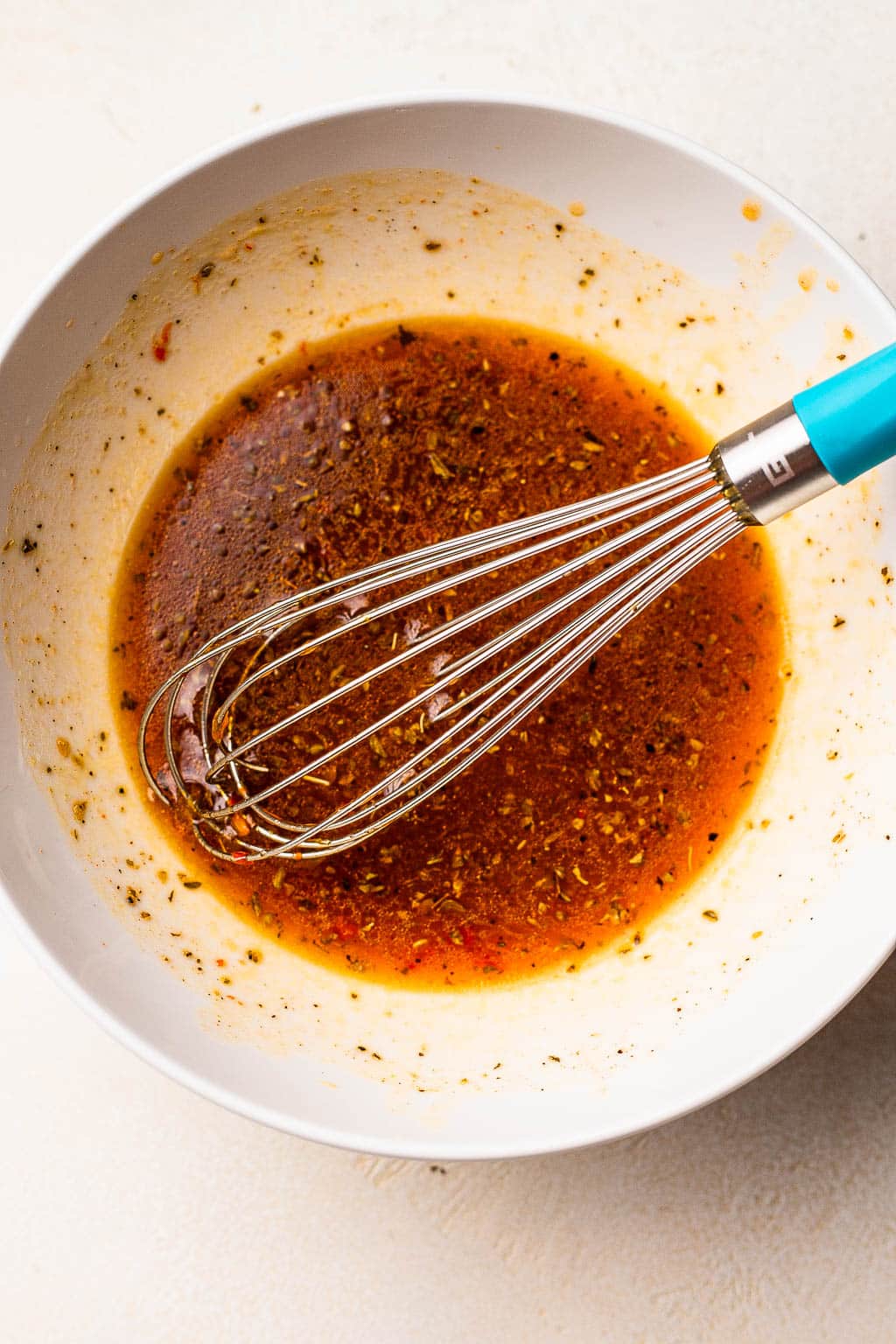 Harissa vinaigrette in a bowl 