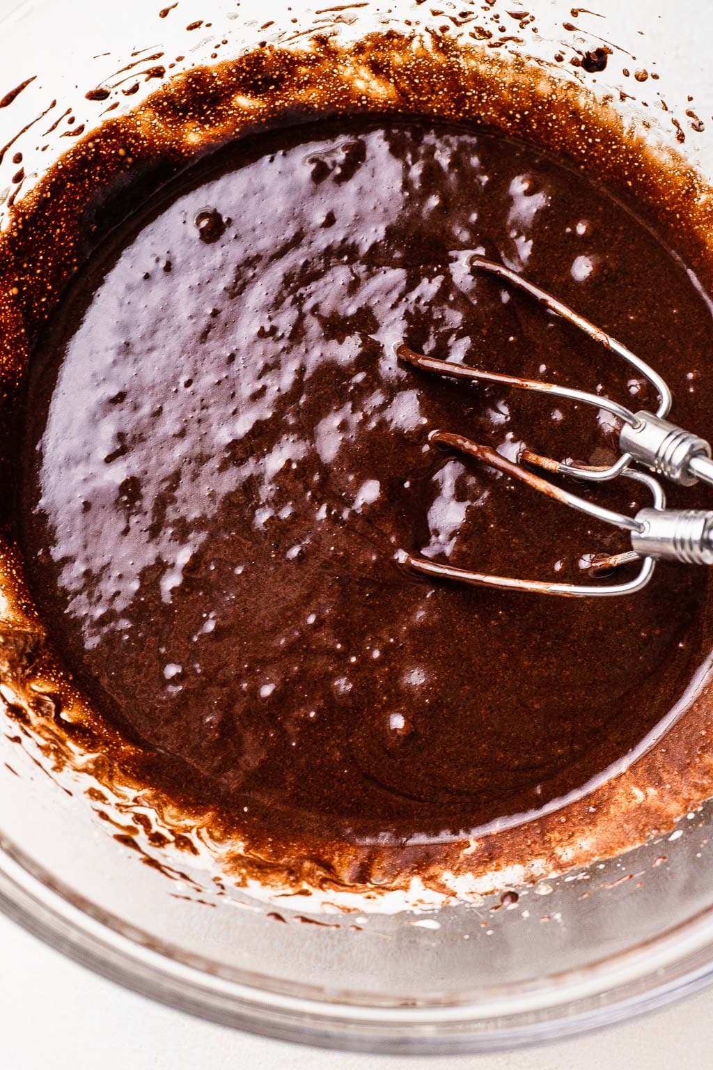 Melted chocolate mixed with whipped eggs and sugar 