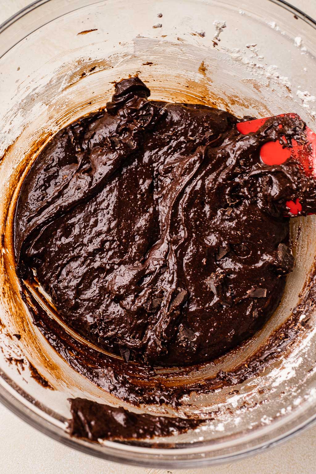 Brownie batter in mixing bowl 