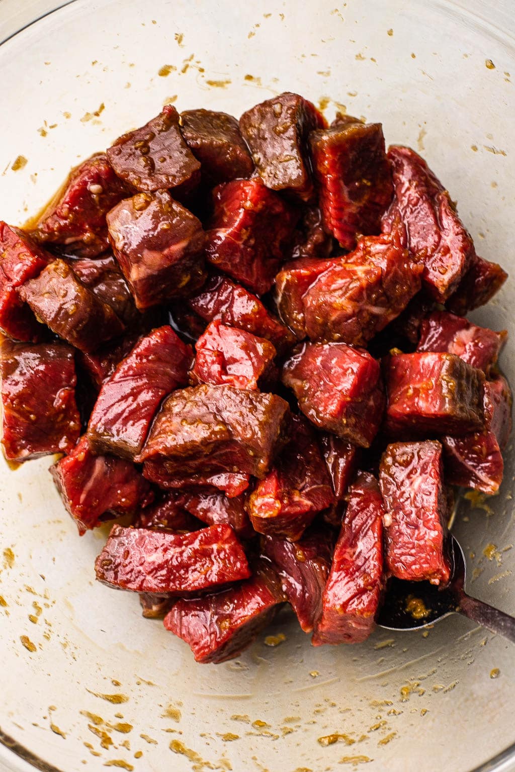 raw steak in hibachi marinade