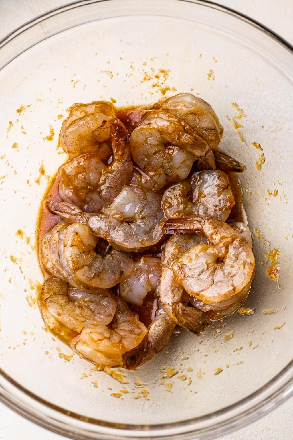 raw shrimp in hibachi marinade