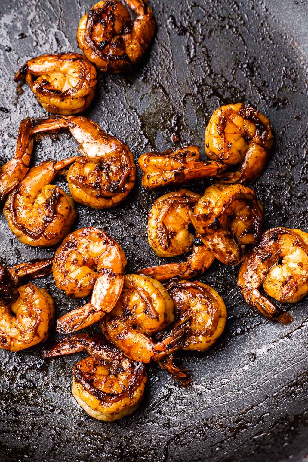 hibachi shrimp in a skillet 