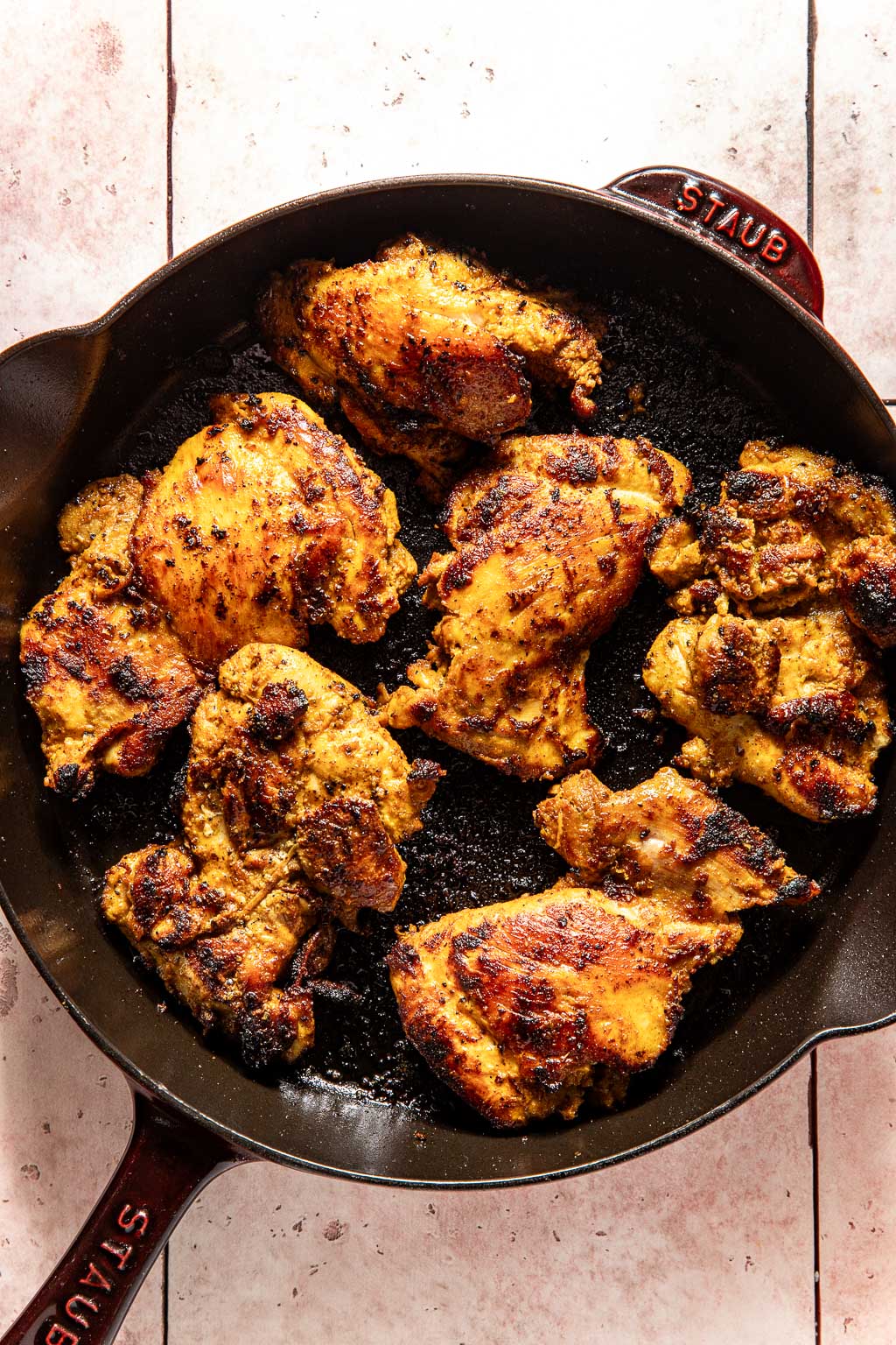 seared chicken in a skillet