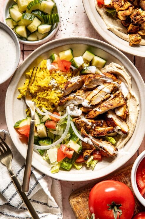 halal-cart chicken shawarma bowls
