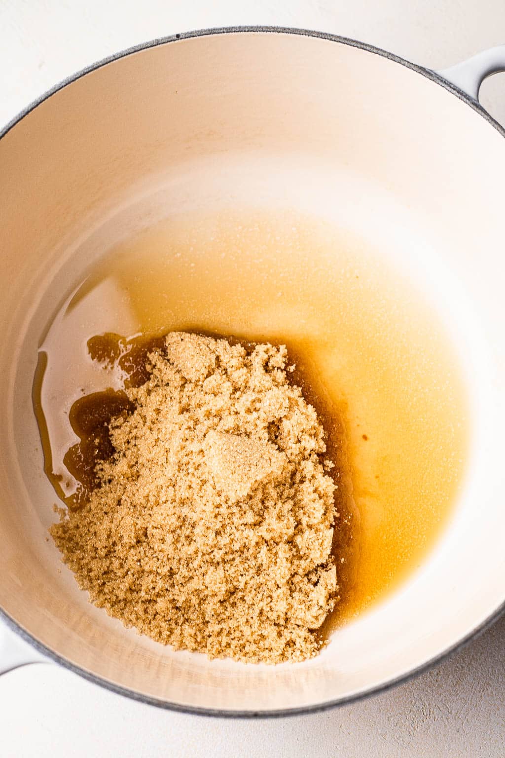 Fish sauce and brown sugar in a Dutch oven 