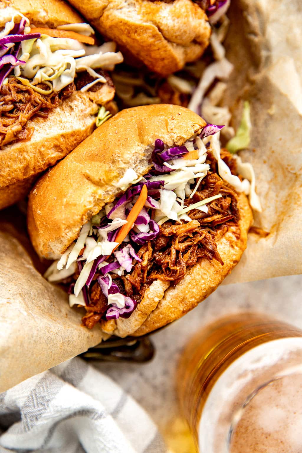 Dutch Oven Pulled Pork sandwich with slaw
